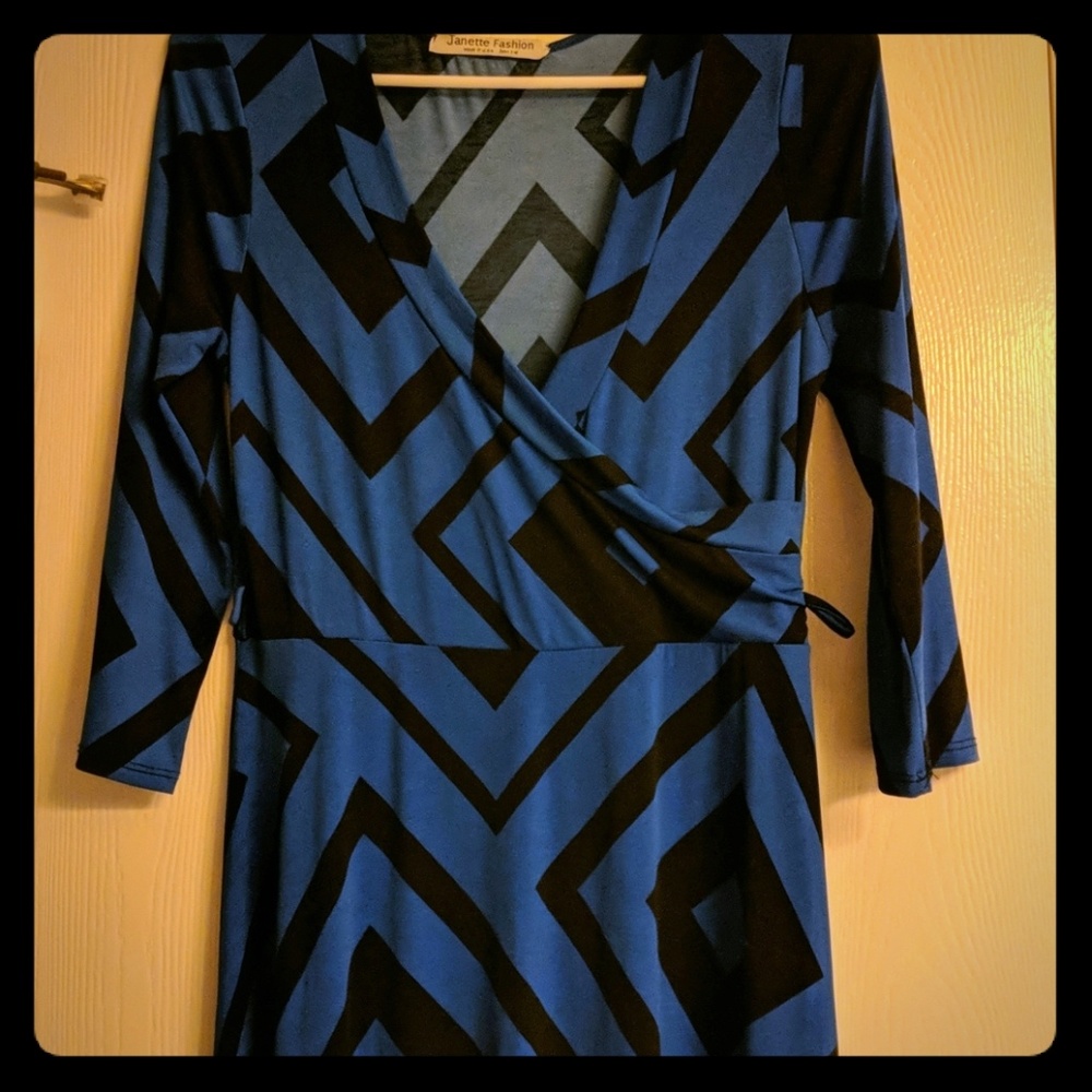 Blue w/black diamonds maxi dresd